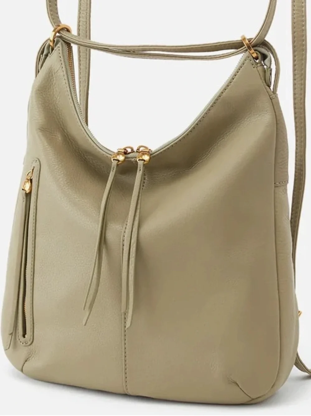 HOBO Leather Merrin Convertible Backpack and Shoulder Bag - Cactus Green